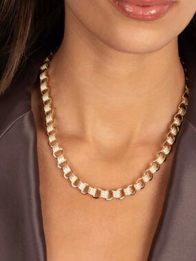 CZ Pave Link Tennis Necklace